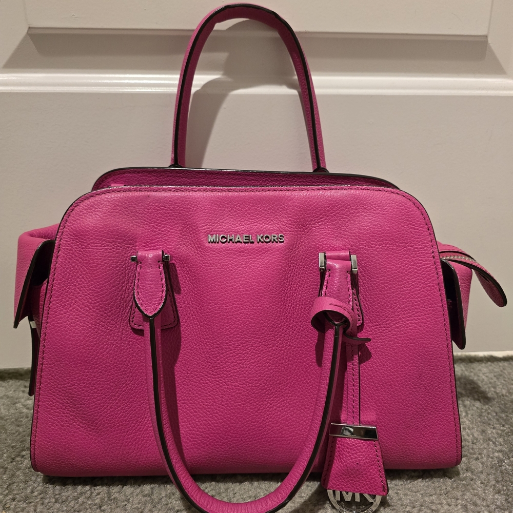 MICHAEL KORS Hot Pink Pebbled Leather Satchel